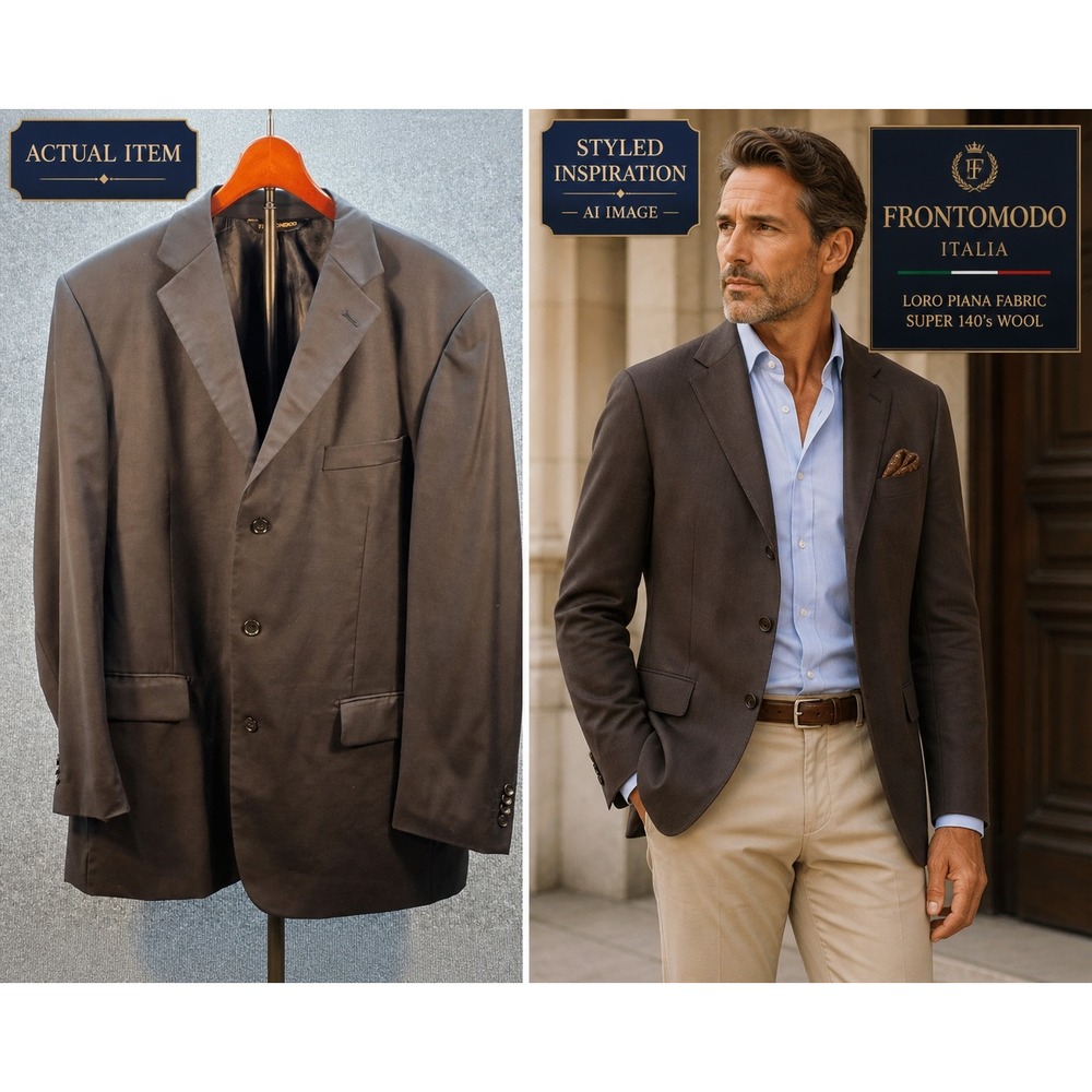 Prontomondo Blazer Mens Super 140s Merino Wool Navy 44L Excellent Italian Style